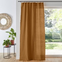 Штора Из 100 осветленного льна Onega 260 x 135 см каштановый LA REDOUTE INTERIEURS  фото, kupilegko.ru